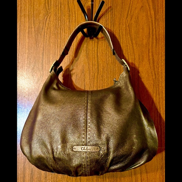 Cole Haan Metallic Golden Bronze Leather Hobo Shoulder Bag - Picture 2 of 7
